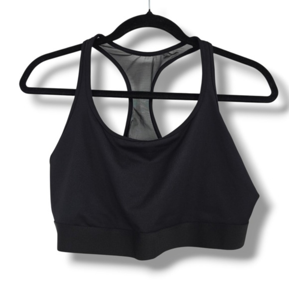 Victoria's Secret‎ Black Racerback Mesh Panel Sports Bra Womens Size XL 3355
